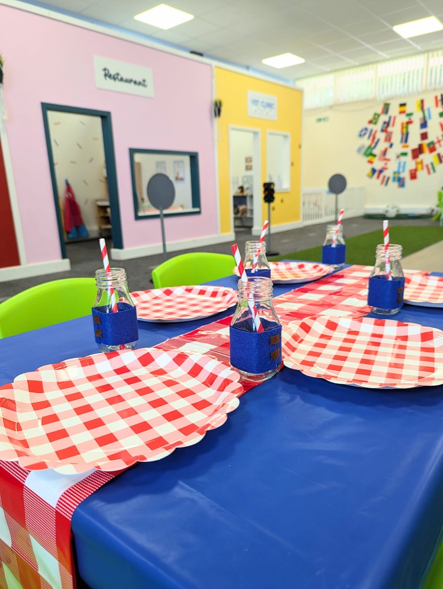 A party table set for a group of children